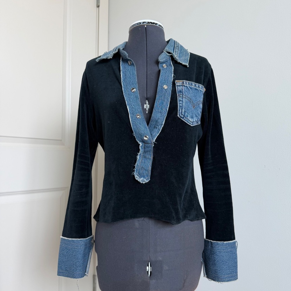 Vintage Y2K Reworked Levi's Denim Henley Top